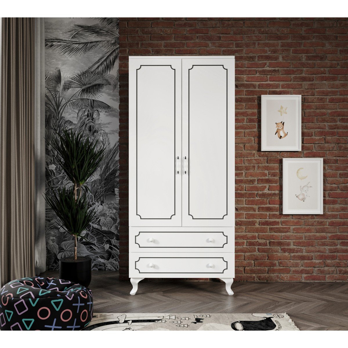 Kzn Home Stil 2 Kapaklı 2 Çekmeceli Modern Gardırop, Elbise Dolabı - Tamamı Mdf