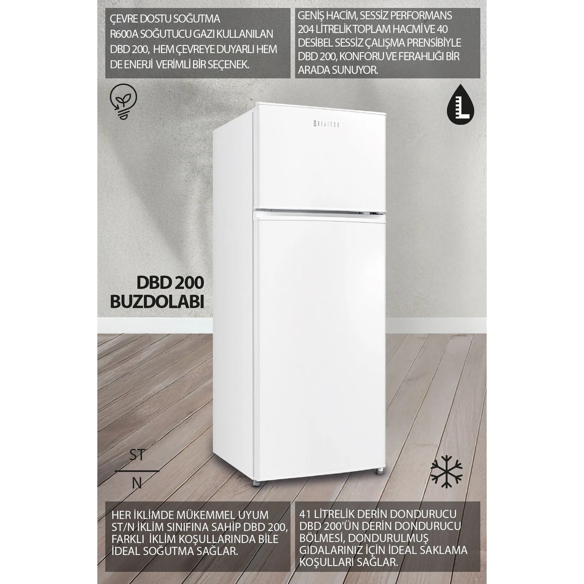 Dijitsu DBD200 TMF Statik Buzdolabı