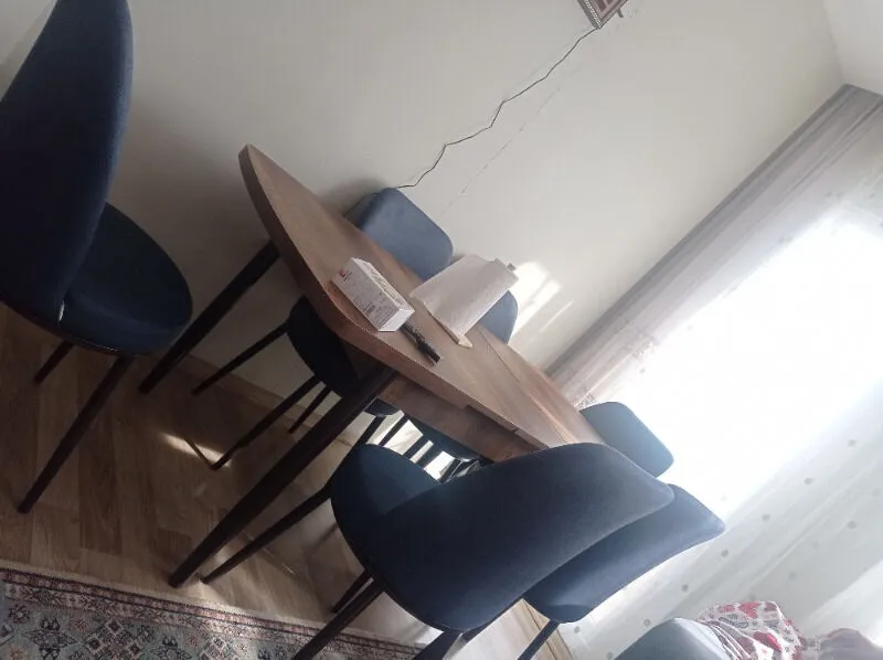 Concept Via Serisi 80 x 132 cm MDF Açılabilir Barok Ahşap Desen Mutfak Masa Takımı + 8 Adet Sandalye
