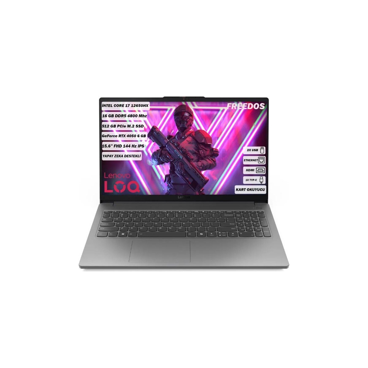 Lenovo LOQ 15IAX9E 83LK002VTR i7-12650HX 16 GB 512 GB RTX4050 15.6" FreeDOS Gaming Notebook