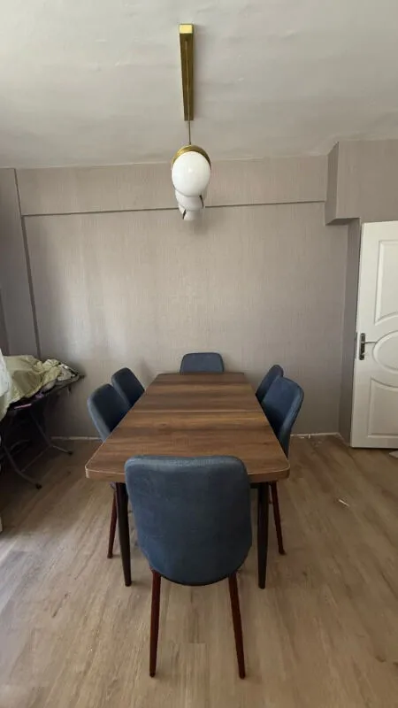 Concept Via Serisi 80 x 132 cm MDF Açılabilir Barok Ahşap Desen Mutfak Masa Takımı + 8 Adet Sandalye