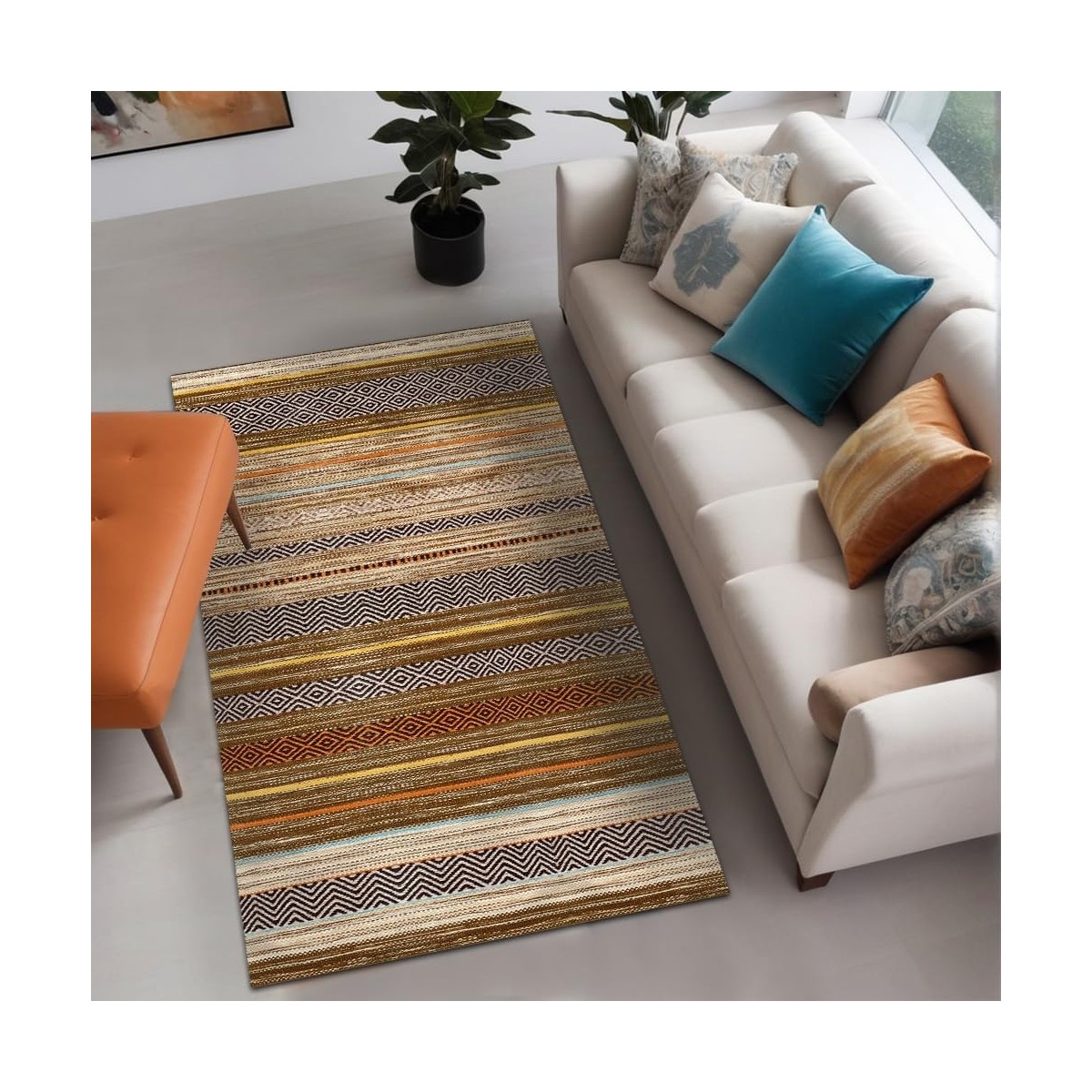 Trendy Pazars Cons Kadife Kaymaz Pamuk Tabanlı Yıkanabilir Antibakteriyel Salon Halısı 120X180