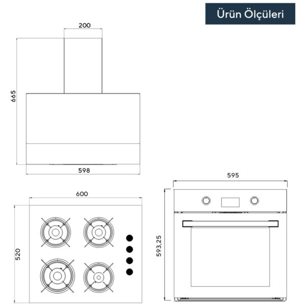 Kumtel Siyah Cam Digital / Dokunmatik Ankastre Set – 8 Prog