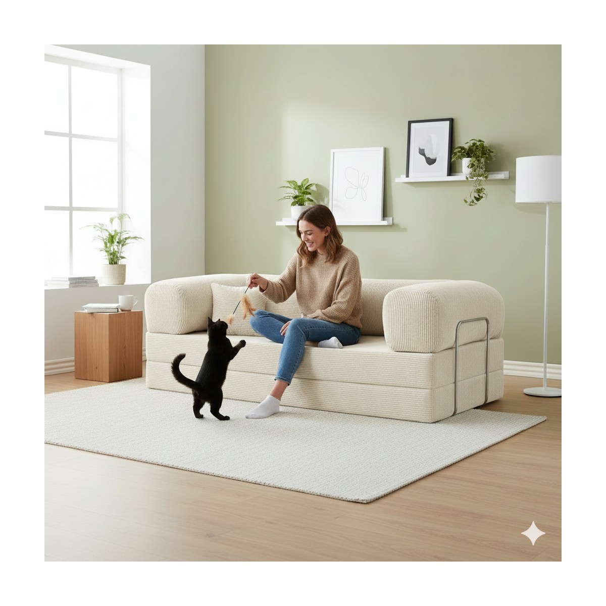 MONAMI Dechome 180 x 90 Midinest Kanepe | Yatakli Koltuğu | Fitilli Kadife Yıkanır | Orginal Sünger|modern Kanepe