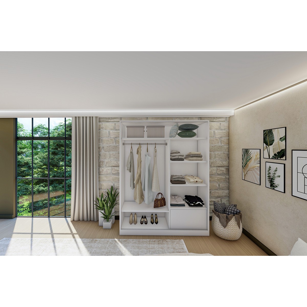 Metalia Gm 347 Menekşe Beyaz Sürgülü Gardırop