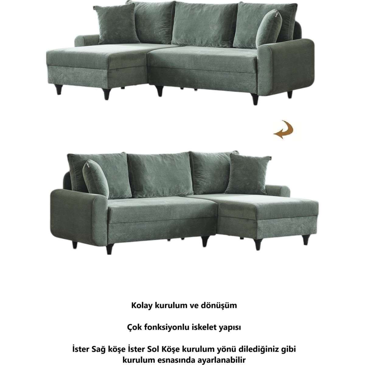 Corner Flavia Köşe Takımı Puflu