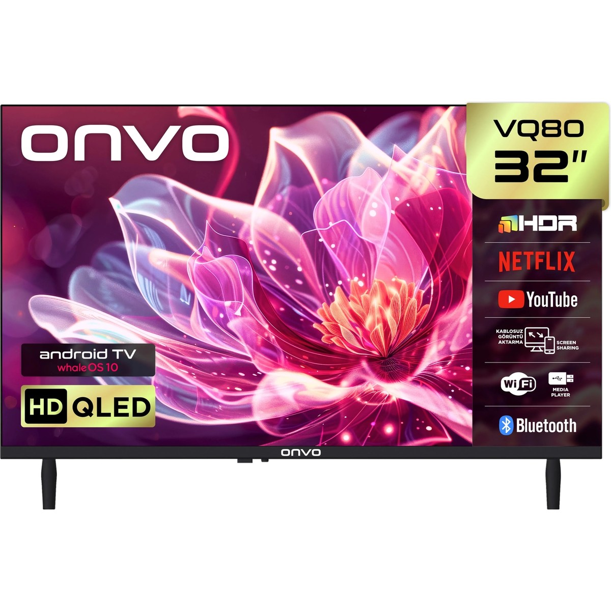 Onvo 32VQ80F2HA 32'' 82 Ekran Uydu Alıcılı HD Ready WhaleOS QLED TV