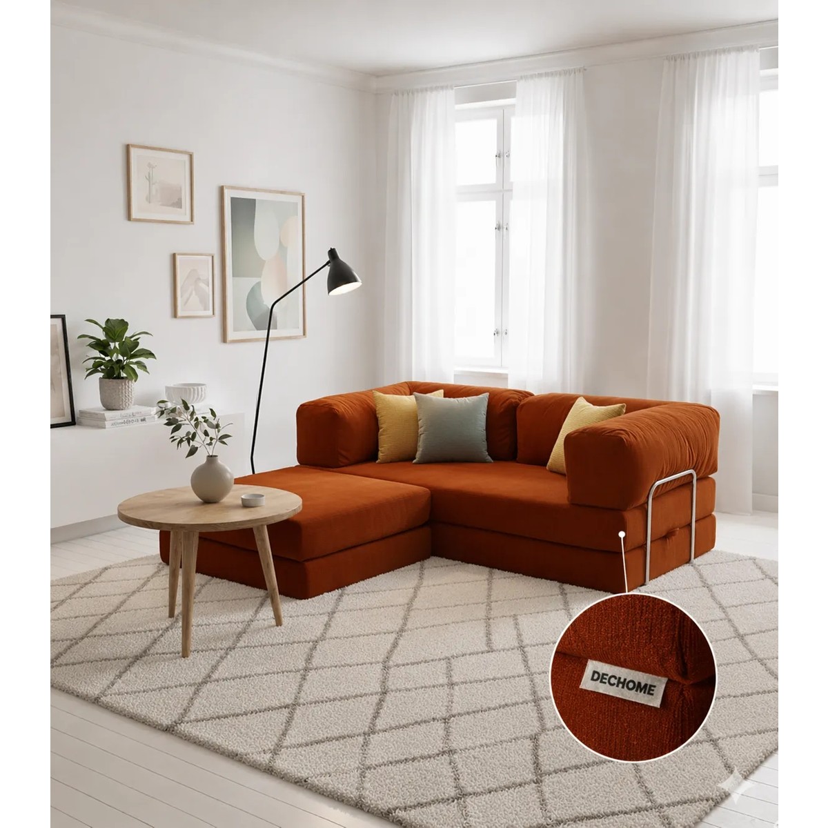 MONAMI Dechome Yeny Fitilli Kadife | Köşe Koltuk | 200X200 Köşe Takımı | Modüler Köşe Takımı | Yataklı L Koltuk | Fitilli Kadife | Kılıflar Yıkanabilir