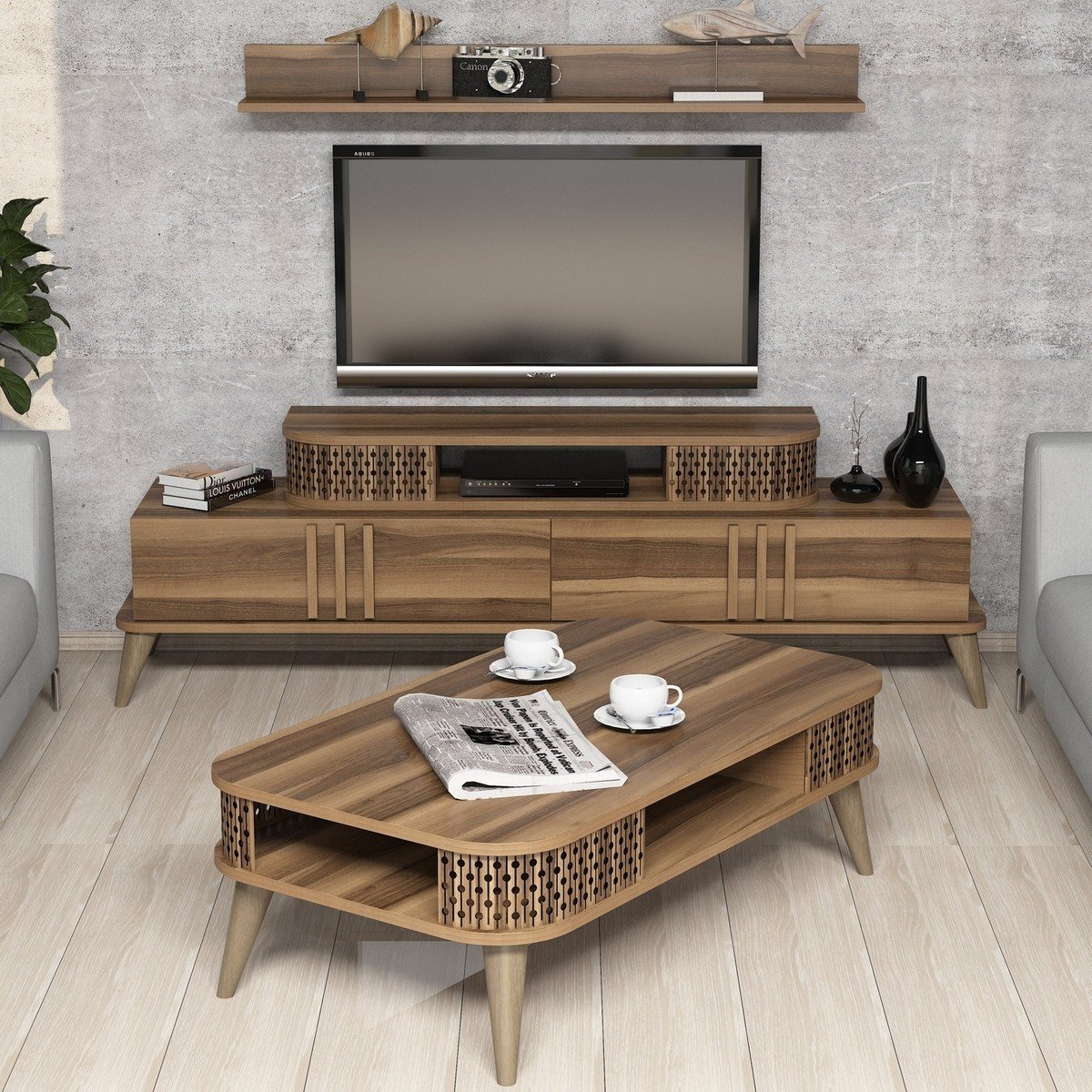 Variant Eylül Tv Ünitesi Ve Orta Sehpa Takımı – Ceviz