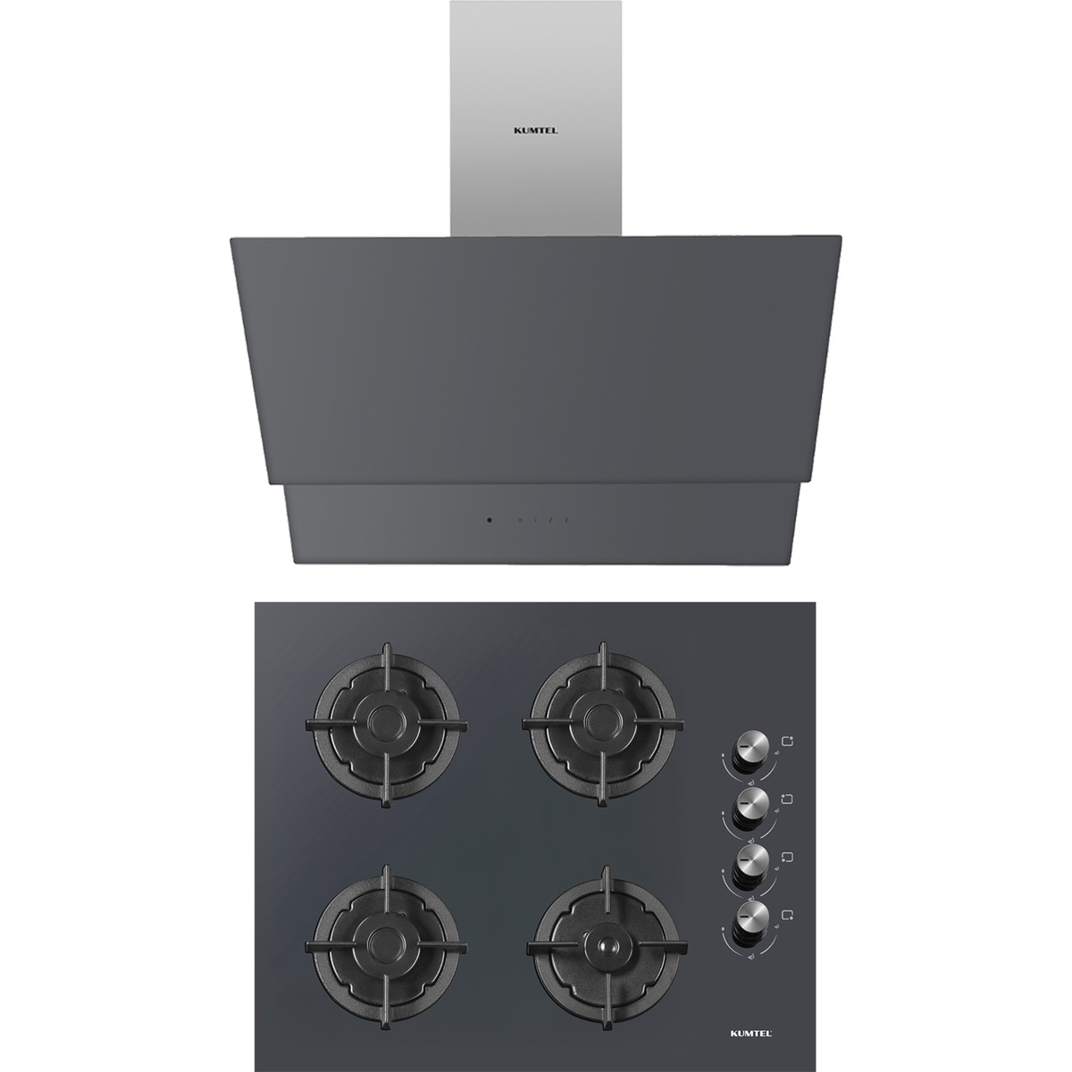 Kumtel Plus 2'li Antrasit(Gri) Ankastre Set (Ocak-Davlumbaz)