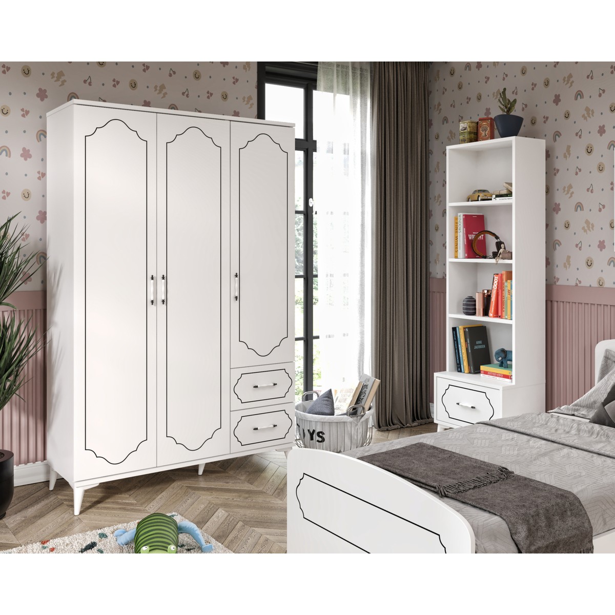 Kzn Home Hayal Modern Genç Odası Takımı Beyaz - 4 Parçalı ve Tamamı Mdf