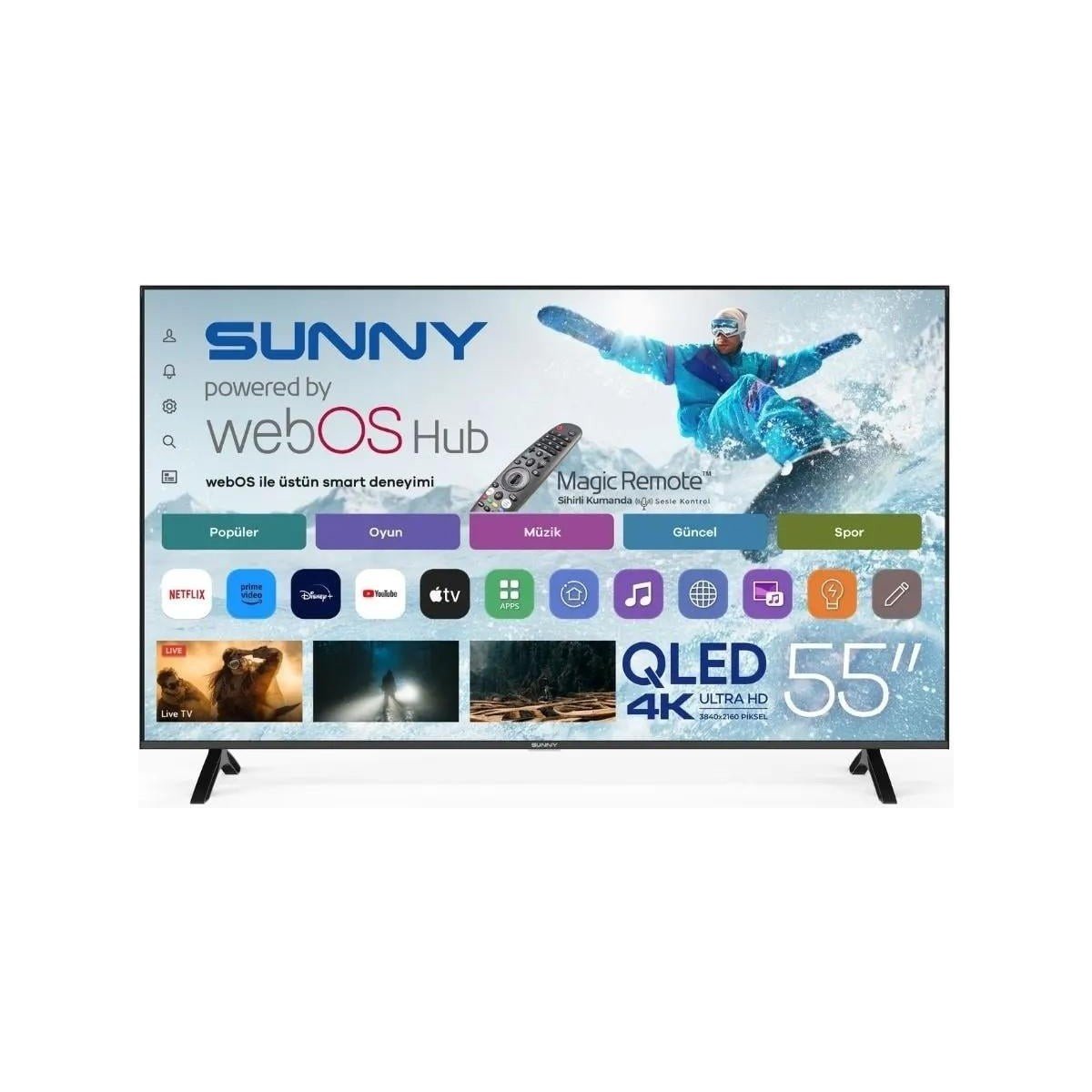 Sunny SN55QMN252 55" 140 Ekran Uydu Alıcılı 4K Ultra HD webOS Smart QLED TV