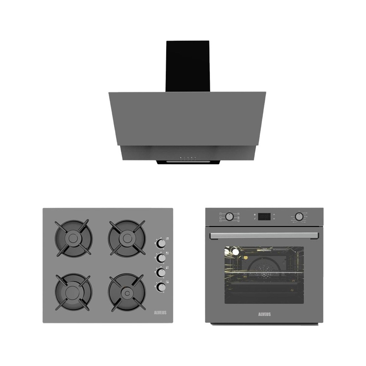 Alveus Gri Cam Dijital/dokunmatik 3'lü Ankastre Set (F17-GLS640-MFA627)