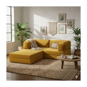 MONAMI Dechome Yeny Fitilli Kadife | Köşe Koltuk | 160X160 Köşe Takımı | Modüler Köşe Takımı | Yataklı L Koltuk | Fitilli Kadife