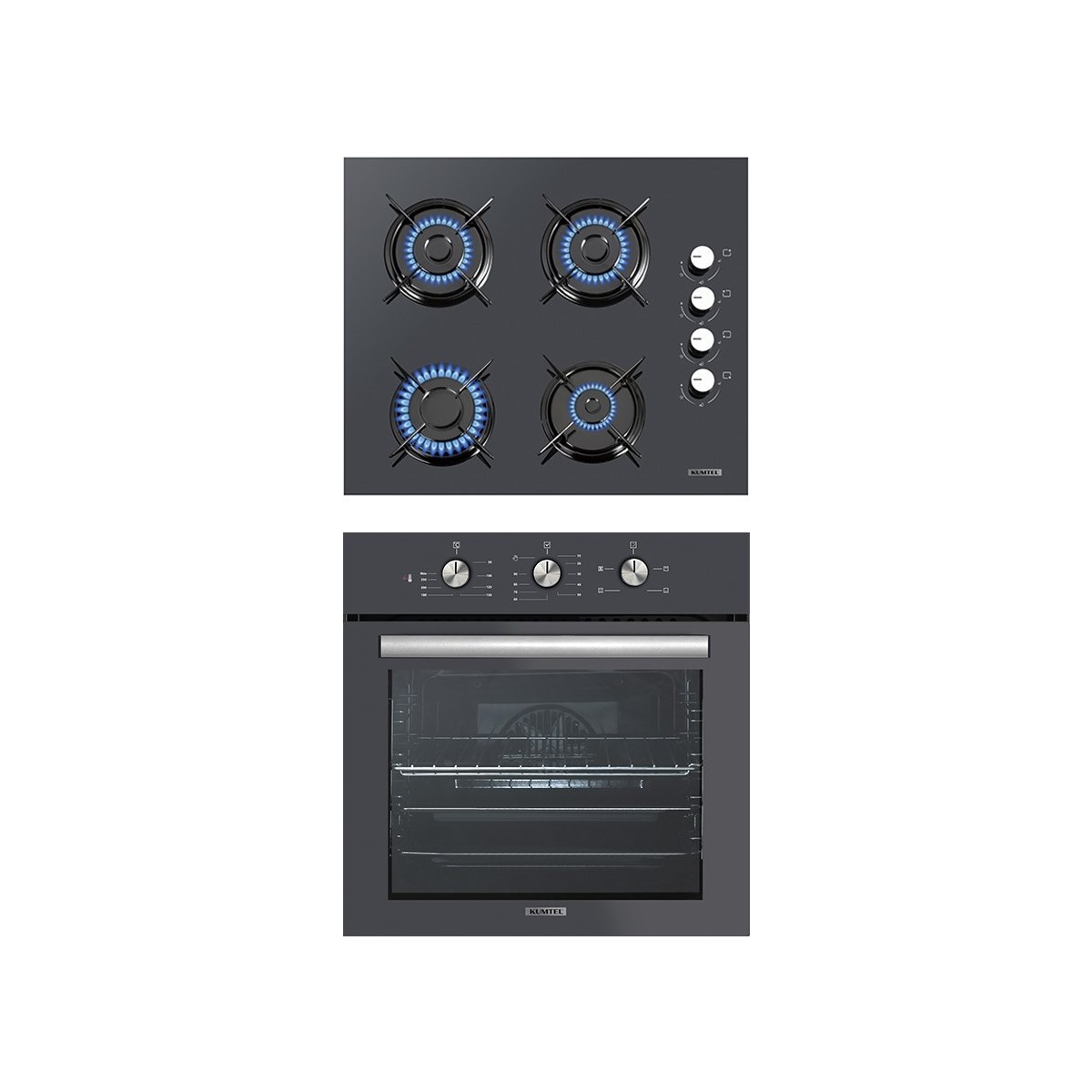 Kumtel Antrasit 2'li Ankastre Cam Set (B66-SF2(MT) + KO-40TAHDF)