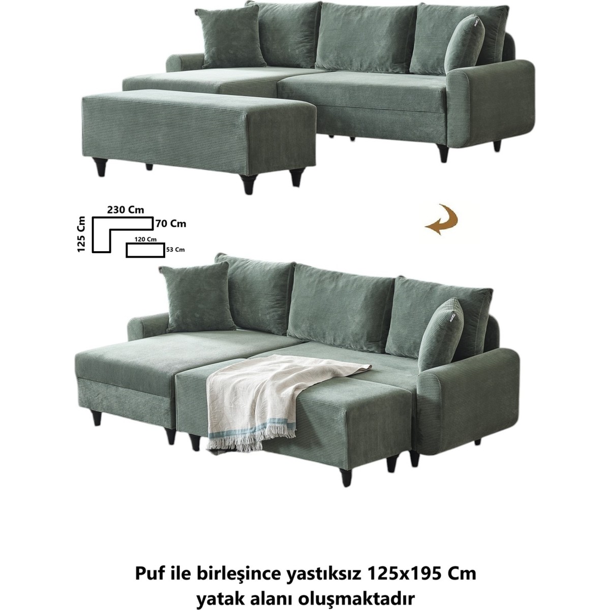 Corner Flavia Köşe Takımı Puflu