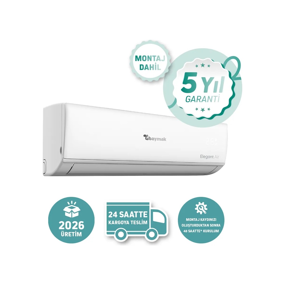 Baymak Elegant Aır 12000 Btu A++ İnverter Klima (Montaj Dahil)