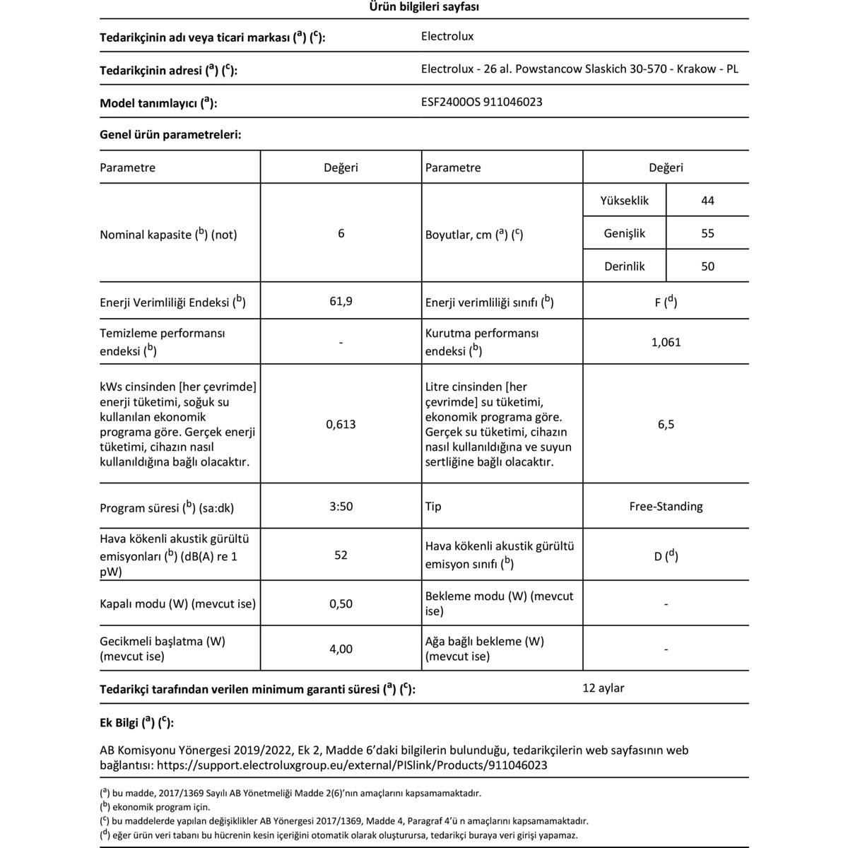 Electrolux ESF2400OS 6 Programlı Tezgâh Üstü Bulaşık Makinesi