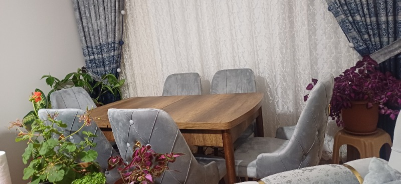 Concept Are Serisi, 80X132 Açılabilir Mdf Masa, Barok Ahşap Desenli Mutfak Masa Takımı, 6 Sandalye