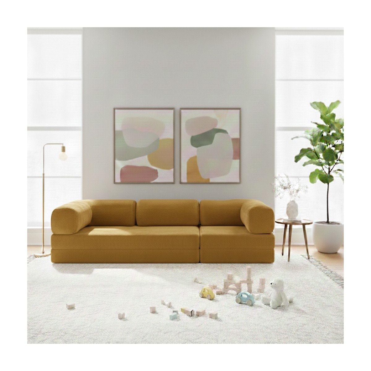 Nwin Home Linea Long 100x300 cm Modern Modüler Köşe Koltuk - Çok Amaçlı Yer Minderi Yatak Dinlenme Seti