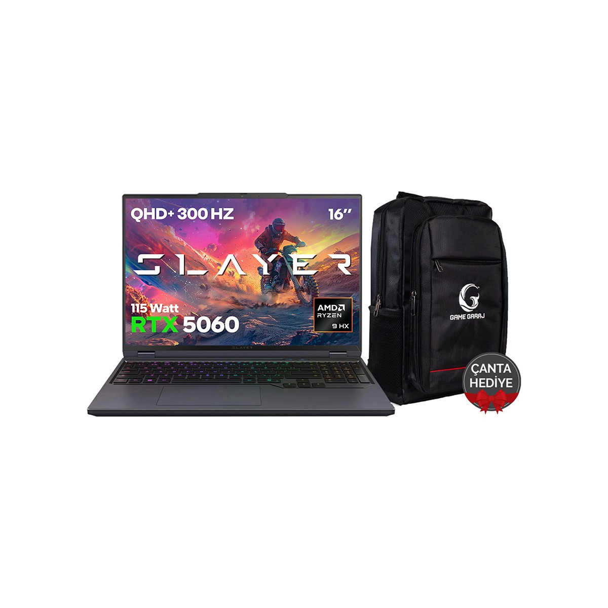 Game Garaj Slayer R9T-5060 C7 AMD Ryzen 9 8945HX 16GB 1TB SSD RTX5060 Freedos 16" Taşınabilir Bilgisayar