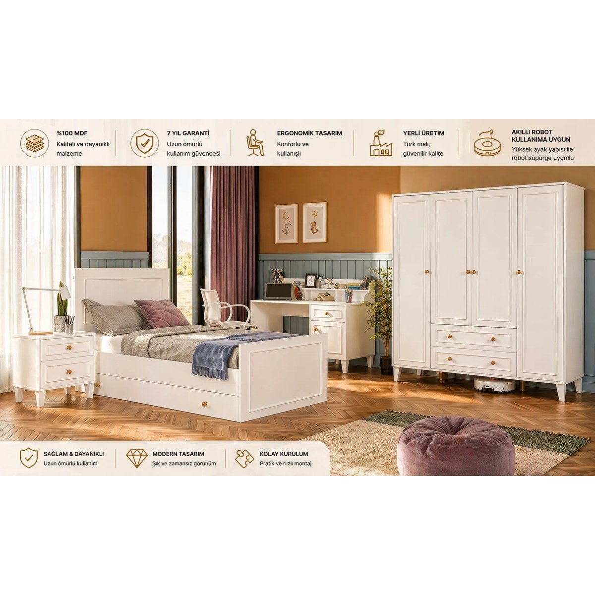 Madrid Genç Odası Takımı (%100MDF Üretimi)