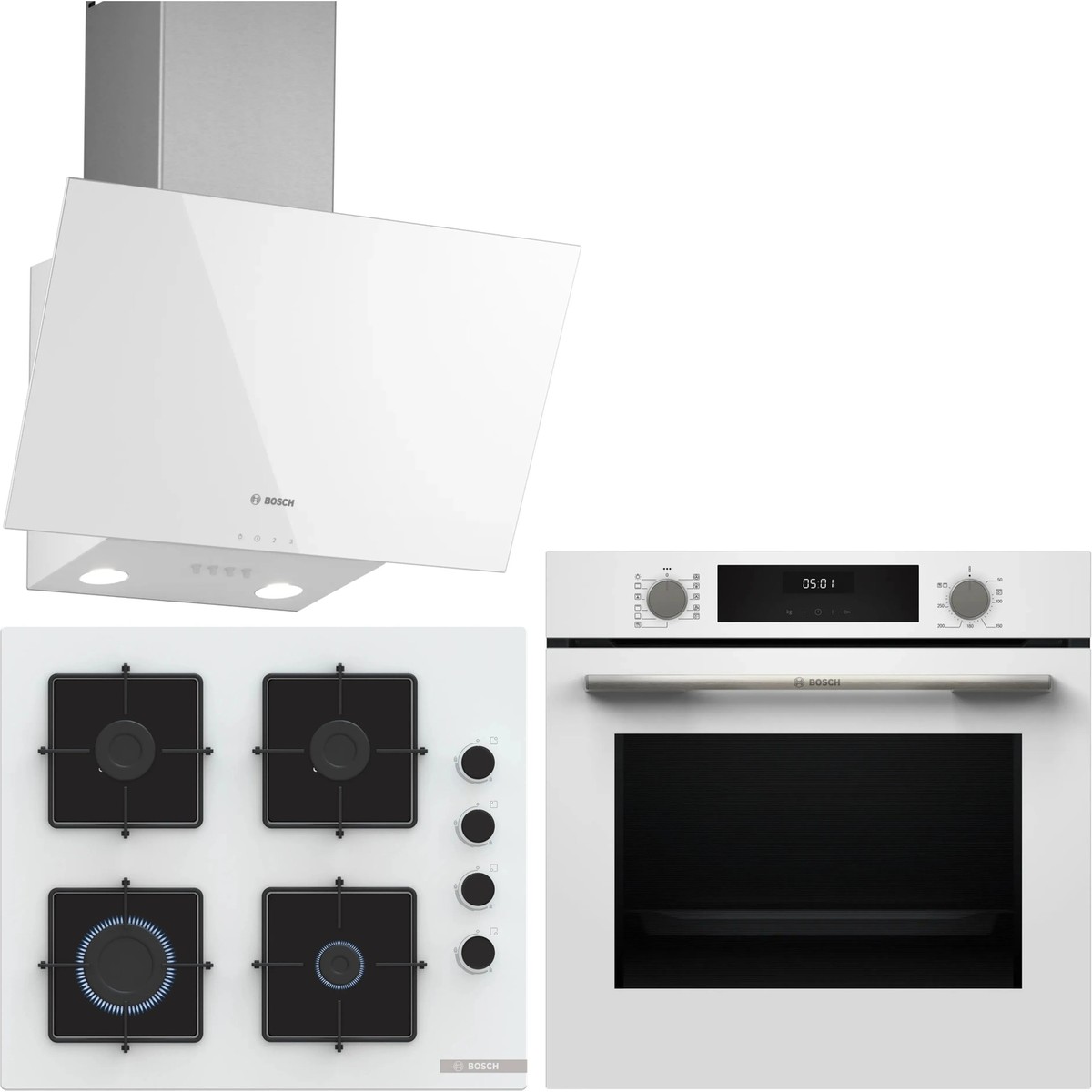 Bosch Beyaz 3 Lü Ankastre Set 483 Buhar Destekli A Enerji Sınıfı Modern Tasarım ( HUA717BV0T - POP6C2P31O - DWK63PJ20T )