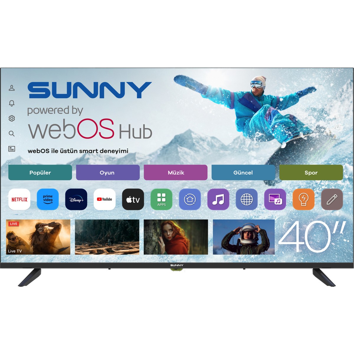 Sunny SN40LEDM-W02S 40'' 101 Ekran Uydu Alıcılı Full HD webOS LED TV