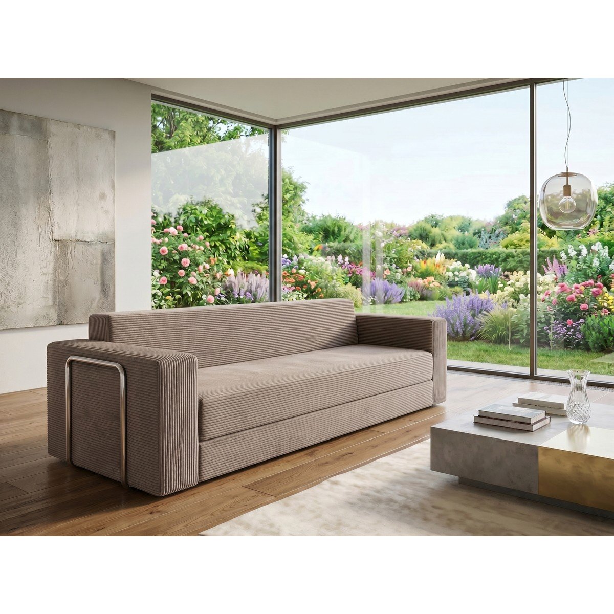 Dechome 236X80 cm Yatak Olabilen Sünger Kanepe | Fitilli Kadife Kumaş, 22 Dns Orijinal Sünger, 5 Metal Destekli