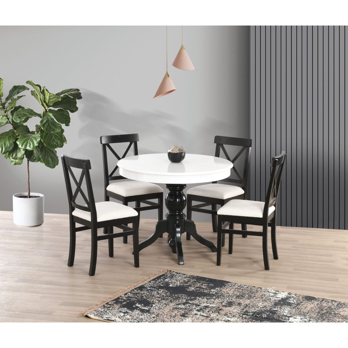 Yuvaset Home Uyar (Sadece Masa) Beyaz 100*100+30 Fiskos Açılır Lake Masa