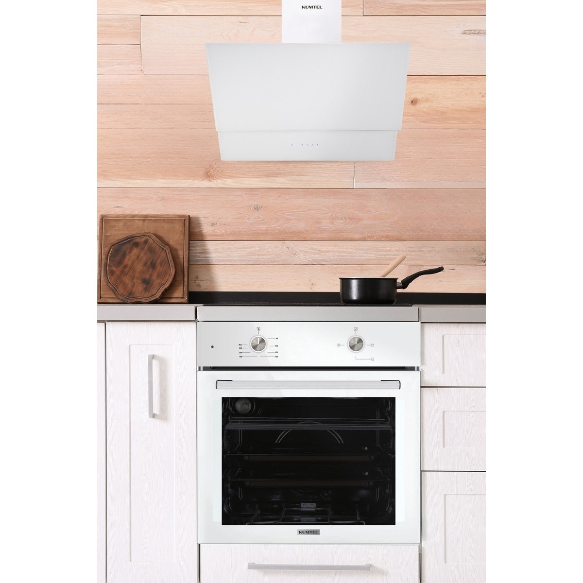 Kumtel Home Plus Beyaz Cam Ankastre Set