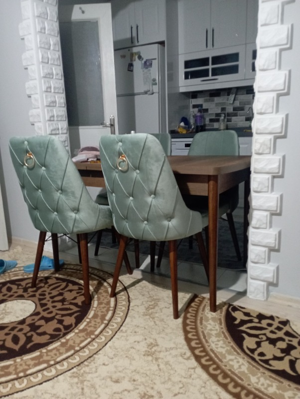 Concept Are Serisi, 80X132 Açılabilir Mdf Masa, Barok Ahşap Desenli Mutfak Masa Takımı, 6 Sandalye